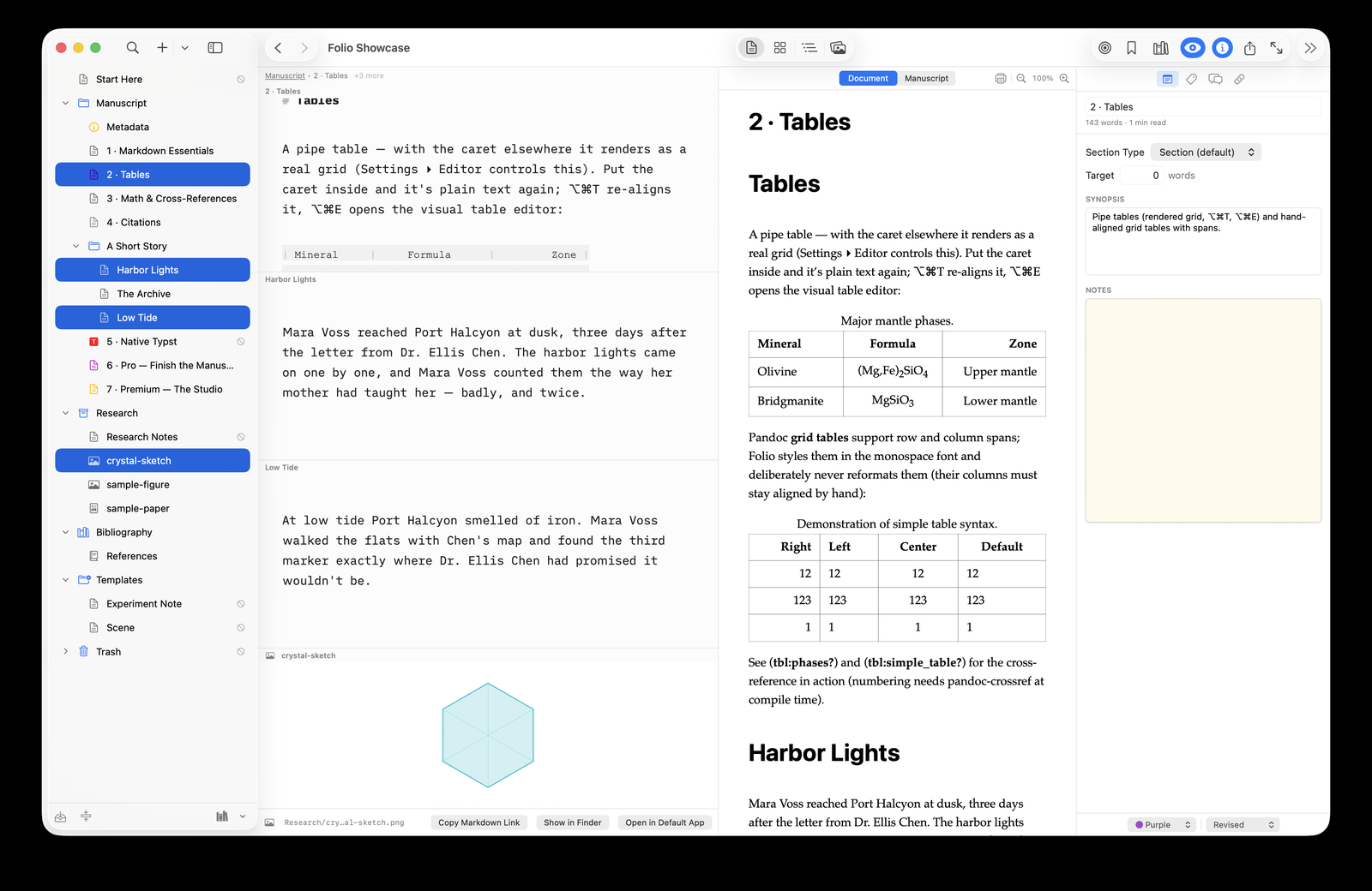 Grid tables and KaTeX math in the editor and preview